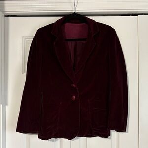 Vintage Paco Rabanne Women's Burgundy Velvet Blazer